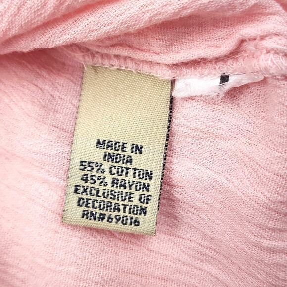 Ruff Hewn Blouse Shirt Floral Embroidered Sheer Pink Tassel Tie Womens XL - Picture 6 of 11